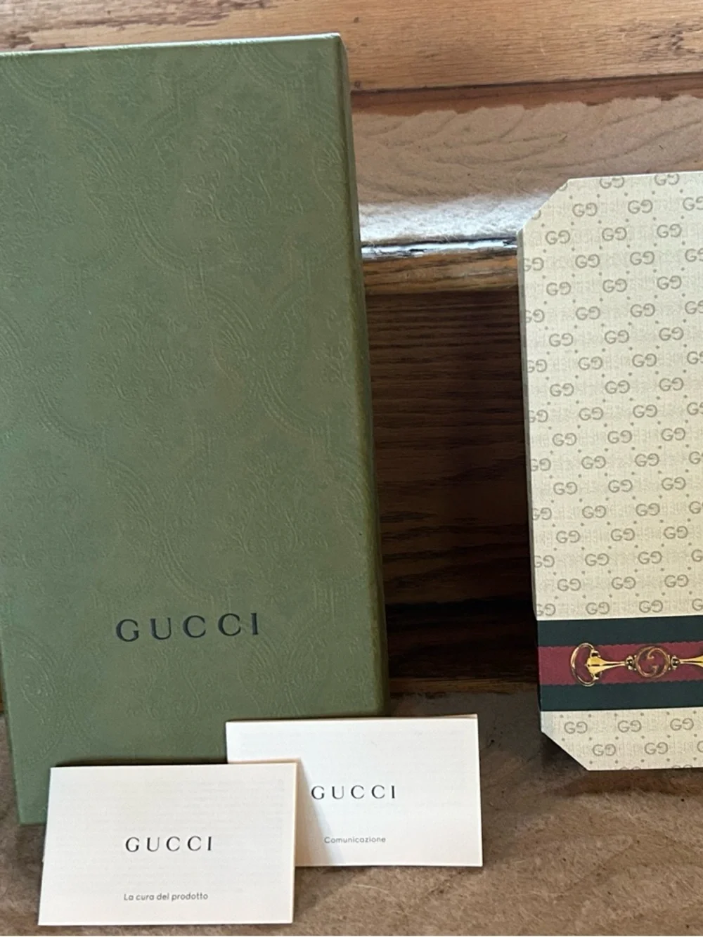 Gucci Green Box with Patterned Pencil Tin and Decorative Pencils